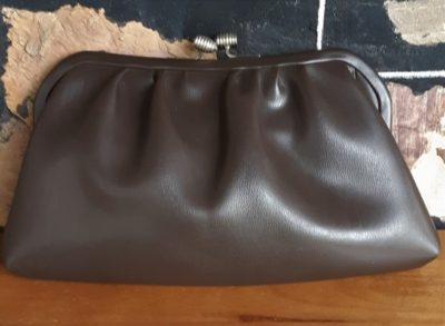 1940's Clutch Bag, Brown, Vinyl, By 'Gold Crest N.S.W.', small
