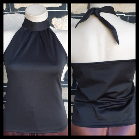 Halter Neck Top, black, polyester, by 'Young Essentials' size S-M