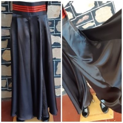 1970's, Wide Leg Flares/culottes, satin/polyester, black, handmade, size 12