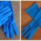 Vintage 3/4 length Gloves, turquoise, nylon, size 7.5