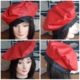 Beret, leather, Red, 1970's, circumference of black band is 54cm