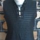 Singlet top, lace up front, black, polyester, 1980's, size M