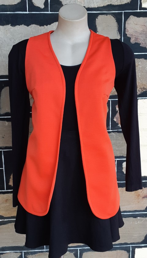 1970's, Long Line Vest, Orange, polyester, by 'Bindi of Melbourne' size 10