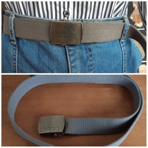 Belt, canvas/metal, Grey, adjustable.