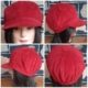 1970's, Baker Boy Hat, Red, mock suede/polyester, size M