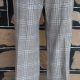 1970's, Checked flared Golf Pants, cream/blue, by 'Fletcher Jones' size L, polyester/wool