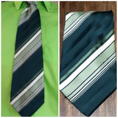 1970's Wide Tie, bottle green/cream, by 'Holly Green', Australia, polyester