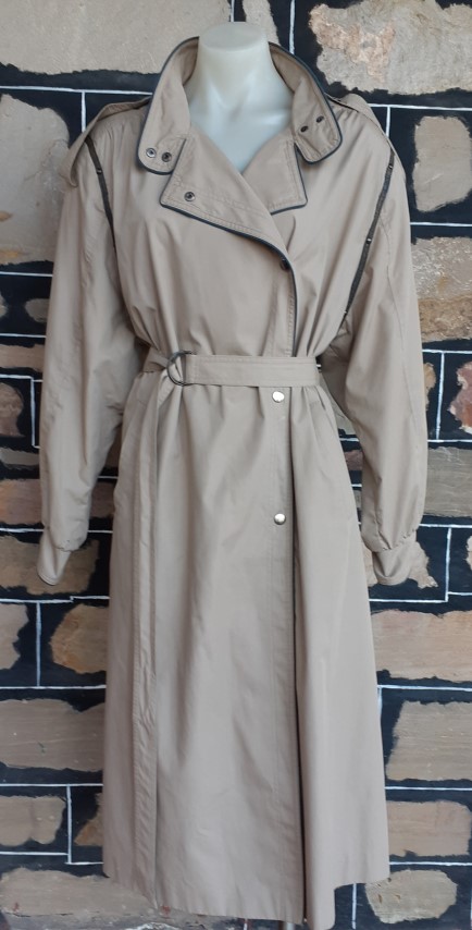 Trench coat, 1980's, Camel, polyester/cotton, by 'Aquagirl', size 14-16