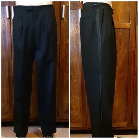 Vintage Tuxedo Trousers, Black, Wool, USA, size Small