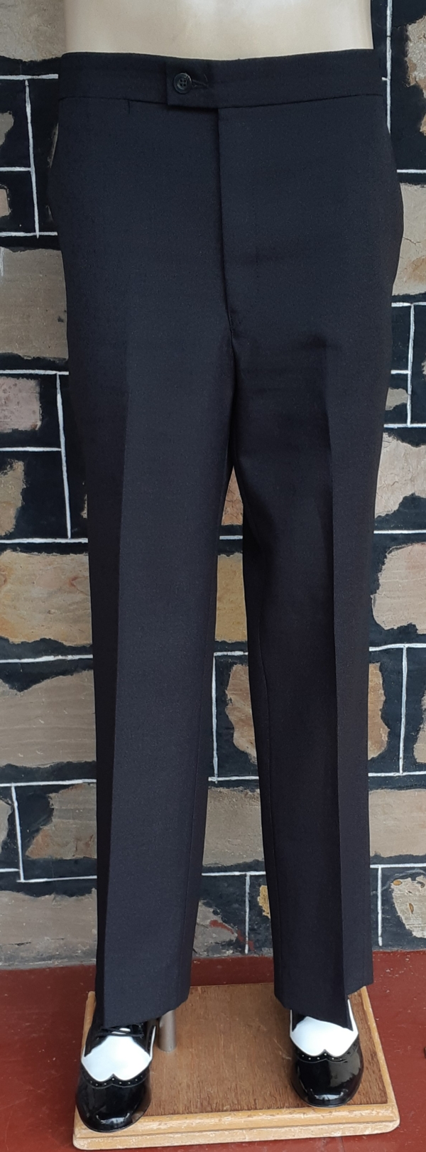 1960's, Flat front Pant, Textured Polyester, Charcoal, by 'Mr. Riggs', size L