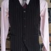 Waistcoat, Black Pinstriped, polyester, by 'Queensland Costume Supplies' size M-L
