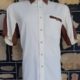 Retro Short Sleeve Shirt, Linen, cream/brown, by 'Maestro', Spain, size L-XL