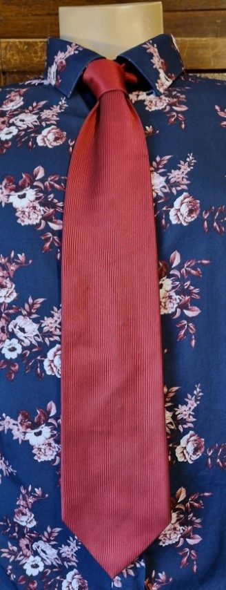 Tie, 1980's, Maroon, polyester by 'Kenjiurban' Made in New Zealand