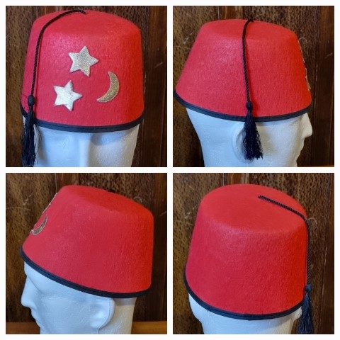 Fez Hat, Red, Paper Mache, by 'Carnival Products', one size