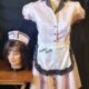 50's Dinner Girl Outfit, pink, includes Dress, petticoat, apron & hat, by 'Shirley of Hollywood', size 14