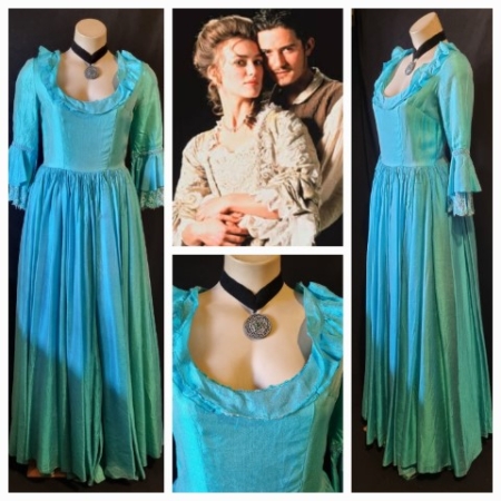 Victorian Style Costume Dress, Green, Nylon and Tulle, handmade, size 10
