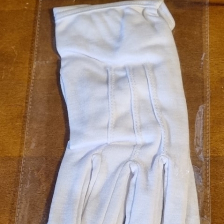 Gloves, White Cotton, Large Size, Costume by 'Carnival Products'