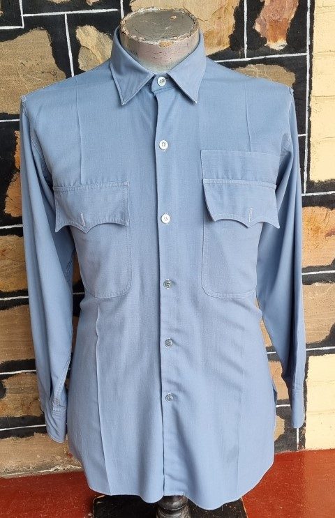 Workmen's Shirt, Blue, Poly/Viscose, Made in USA, size L
