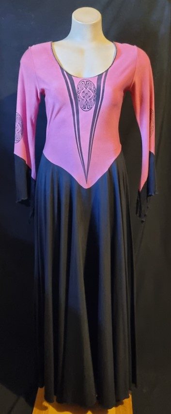 Medieval Dress, Pink/black, polyester/rayon, size S