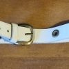 Leather Belt, Cream, 1970's, brass buckle and hole decoration, size S - Image 5