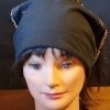 Vintage Headscarf/ neck chief, cotton with plastic pearl trim, black. - Image 2