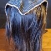 Vintage Headscarf/ neck chief, cotton with plastic pearl trim, black. - Image 4