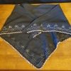 Vintage Headscarf/ neck chief, cotton with plastic pearl trim, black. - Image 9
