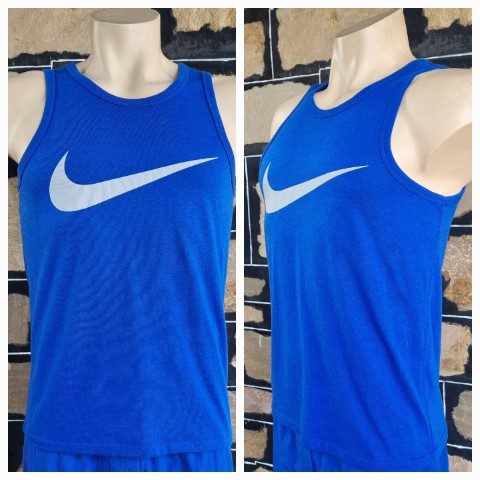Men's Retro Singlet by 'Nike', blue, polyester/cotton, size S