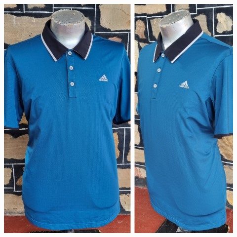 Retro Polo top, by 'Adidas', teal, 'Climacool', polyester, size L