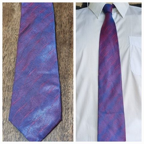 1970's Tie, Shinny blue/purple/red, polyester