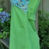 1960's, Princess Line Mini Dress, Green, Cotton, handmade size XS - Image 3