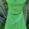 1960's, Princess Line Mini Dress, Green, Cotton, handmade size XS - Image 4