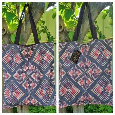 Tote/beach bag, Brown Retro Print, cotton, by "Chenaski of Germany new