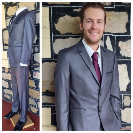1960's Inspired Suit with tie, Grey, poly/cotton, by 'Jonathon Adams', size 32R