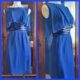 1960's Cocktail dress, Chiffon & sequins, Electric Blue, Size S, handmade