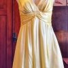 Prom Mini Dress, Lemon Satin, Tulip skirt, by 'Mr.Kay' size 6-8 - Image 2