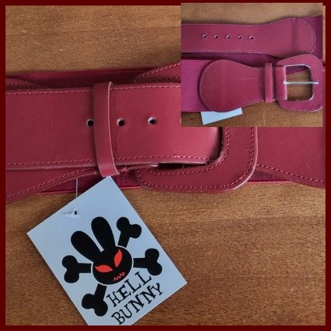 Belt, By 'Hell Bunny', Maroon Stretchy elastic/vinal, size S, 'New'