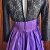 1980's Party Dress, Purple silk Peplum skirt, black lacey top, handmade, size 10 - Image 5