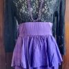 1980's Party Dress, Purple silk Peplum skirt, black lacey top, handmade, size 10 - Image 2