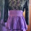 1980's Party Dress, Purple silk Peplum skirt, black lacey top, handmade, size 10 - Image 3