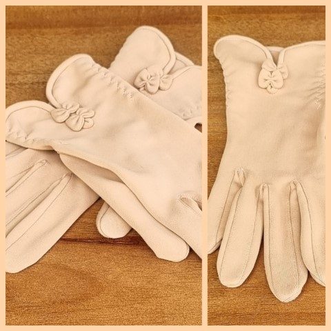 Vintage glove, Made in Japan, nylon, Caramel, size 7.5