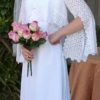 1970's, Wedding Dress & Veil, Bell sleeved, poly/cotton, handmade, size 10-12 - Image 20