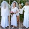 1970's, Wedding Dress & Veil, Bell sleeved, poly/cotton, handmade, size 10-12