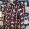 1970's Boys Disco Shirt, brown/taupe horse print, polyester, size 10-12 - Image 3