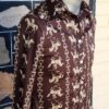 1970's Boys Disco Shirt, brown/taupe horse print, polyester, size 10-12 - Image 4