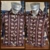 1970's Boys Disco Shirt, brown/taupe horse print, polyester, size 10-12