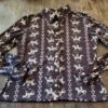 1970's Boys Disco Shirt, brown/taupe horse print, polyester, size 10-12 - Image 7