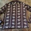 1970's Boys Disco Shirt, brown/taupe horse print, polyester, size 10-12 - Image 8