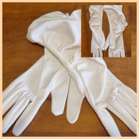 Vintage Gloves, Cream, 3/4 length, by 'My Joy', British nylon, size 7