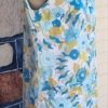 1960's Shift Dress, Cotton, Blue Floral Print, Handmade, size S-M - Image 3